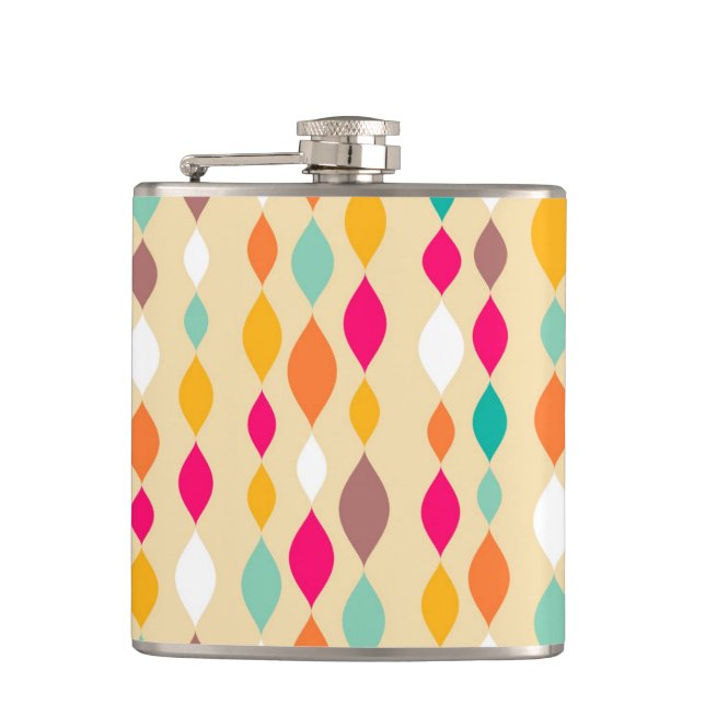 Retro style abstract pattern hip flask (Front)