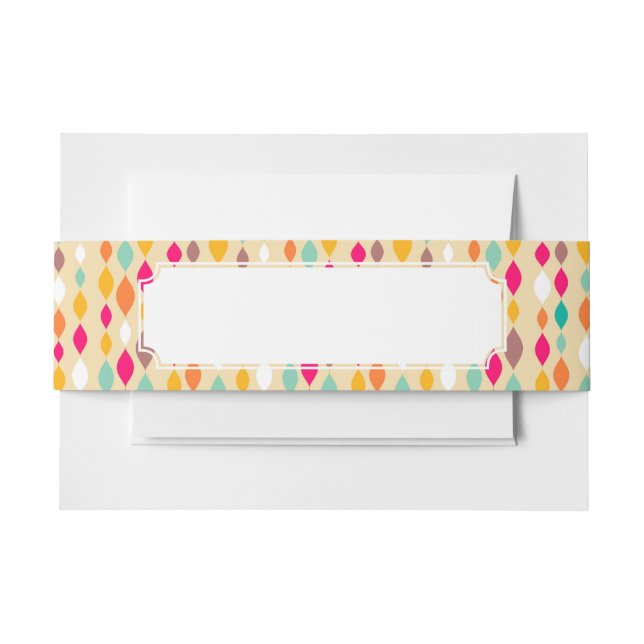 Retro style abstract pattern invitation belly band (Front Example)