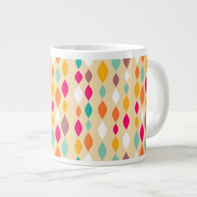 Retro style abstract pattern large coffee mug (Front Right)