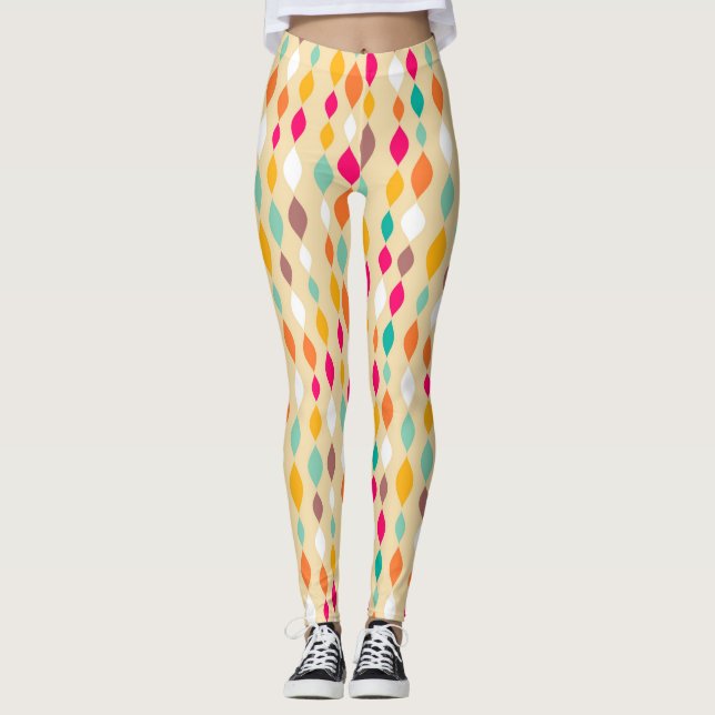 Retro style abstract pattern leggings (Front)