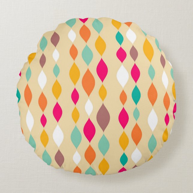 Retro style abstract pattern round pillow (Front)
