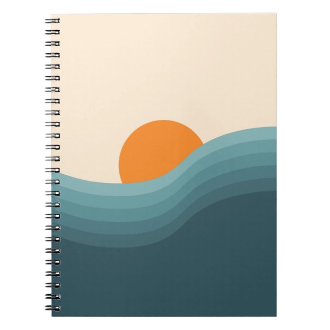 Retro style abstract sunset landscape notebook (Front)