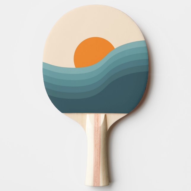Retro style abstract sunset landscape ping pong paddle (Front)