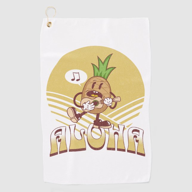 Retro style "Aloha" text design  Golf Towel (Front)
