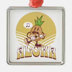 Retro style "Aloha" text design Metal Ornament