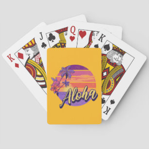 Retro style "Aloha" text design Playing Cards