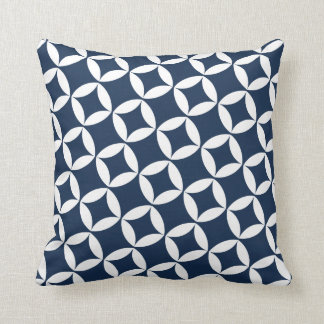 Retro Style Atomic Star Pattern in Navy Throw Pillow