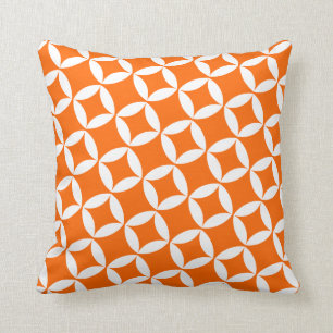 Retro Style Atomic Star Pattern in Orange Throw Pillow