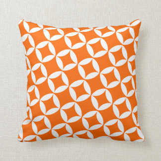 Retro Style Atomic Star Pattern in Orange Throw Pillow