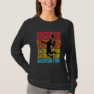 Retro Style Badminton Player Shuttlecock Birdie T-Shirt