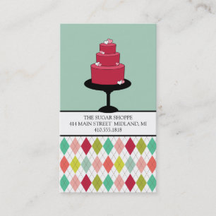 Retro Style Bakery Colourful Argyles Business Card