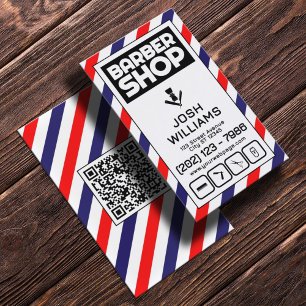 Retro style barber pole stripes barbershop business card