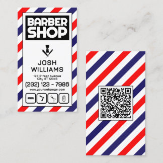 Retro style barber pole stripes barbershop business card