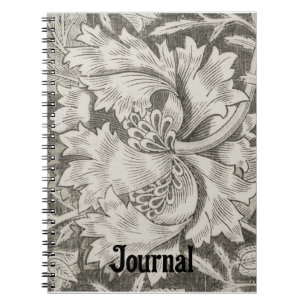 Retro Style Baroque Gray Floral Journal