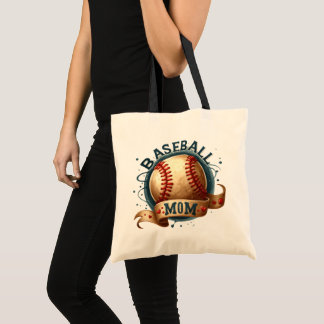 Retro Style Baseball Mom Personalized Tote Bag