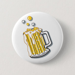 retro style beer graphic 2 inch round button