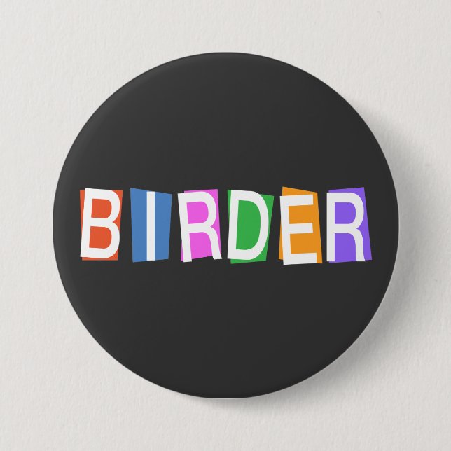 Retro-style Birder 3 Inch Round Button (Front)