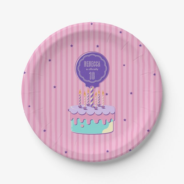 Retro style birthday party Paper Plate (Front)