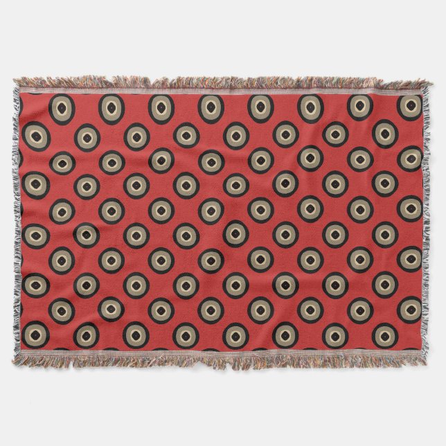 Retro Style - Black and Red Pattern Throw Blanket (Front)