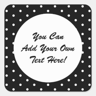 Retro Style Black and White Retro Polka Dots Square Sticker