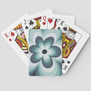 Retro style blue flower silhouettes playing cards