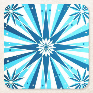 Retro Style Blue Starburst Paper Coaster