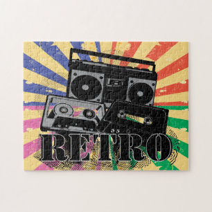 Retro style boom box and cassettes jigsaw puzzle