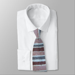 retro style brown and beige knitted stripes tie