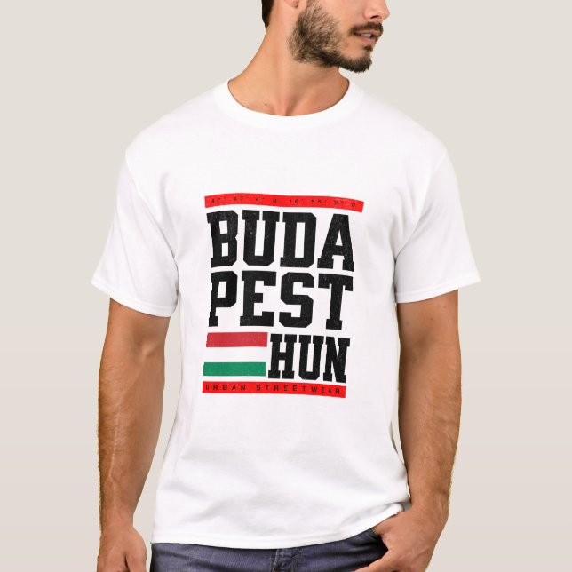 Retro Style Budapest Coordinates T-Shirt  (Front)