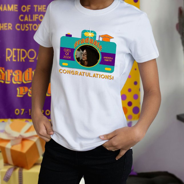 Retro Style Camera Art Graduate Photo Personalized T-Shirt (Creator Uploaded)