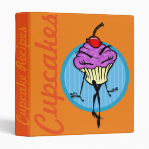 RETRO STYLE CARTOON CUPCAKE WOMAN RECIPE BINDER