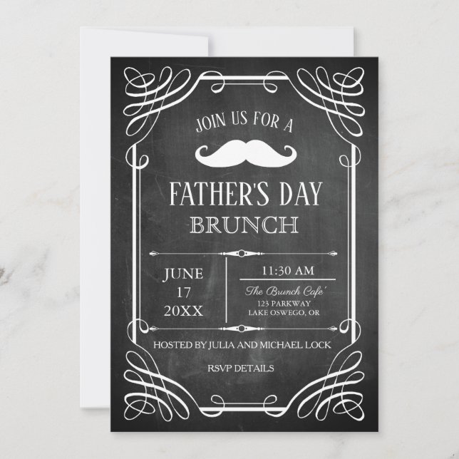 Retro Style Chalkboard Father's Day Party Invitation (Front)