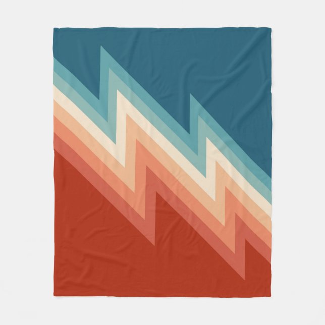 Retro style chevron pattern fleece blanket (Front)