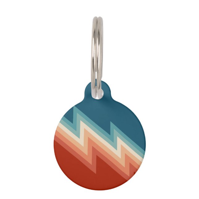 Retro style chevron pattern pet tag (Front)