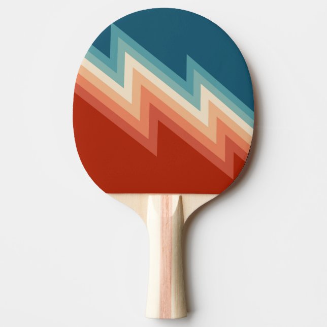 Retro style chevron pattern ping pong paddle (Front)