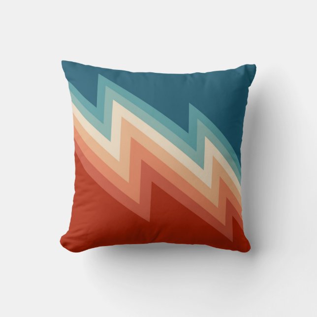 Retro style chevron pattern throw pillow (Front)