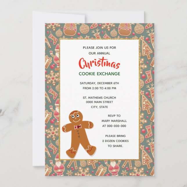 Retro Style Christmas Cookie Exchange Party  Invitation (Front)