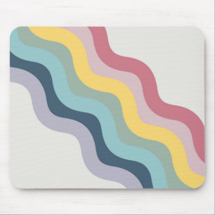 Retro style colourful diagonal waves design mouse pad