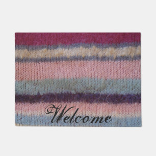 retro style colourful knitted stripes fun doormat