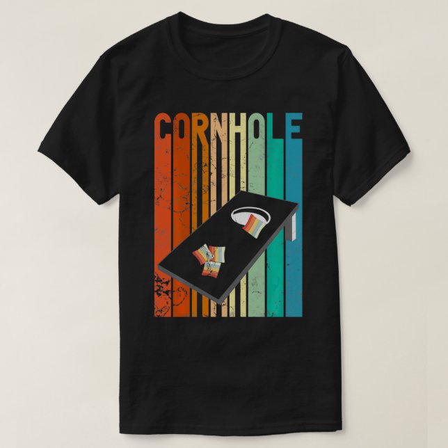Retro style Cornhole board game gift Funny Cornhol T-Shirt (Design Front)