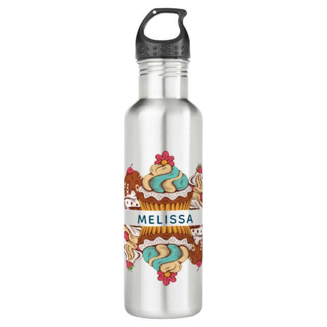Retro Style Cupcakes Sweet Dessert 710 Ml Water Bottle (Front)