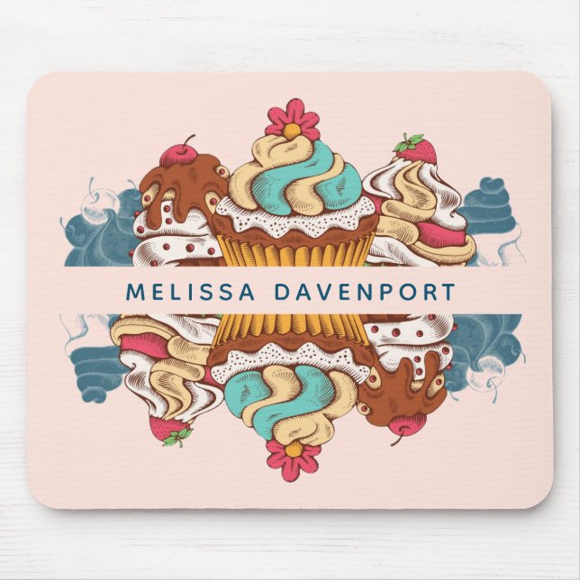 Retro Style Cupcakes Sweet Dessert Mouse Pad (Front)