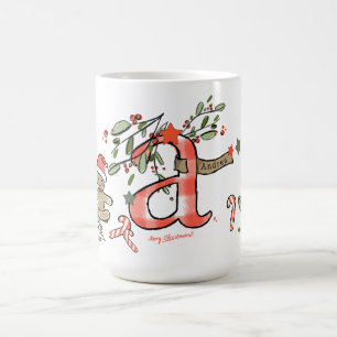 Retro Style Cute Christmas Monogram A With Name Coffee Mug