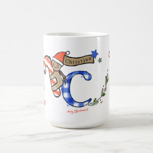 Retro Style Cute Christmas Monogram C With Name Coffee Mug