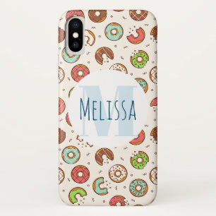 Retro Style Cute Colourful Doughnut Pattern Monogr Case-Mate iPhone Case