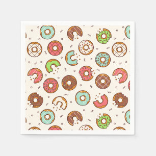 Retro Style Cute Colourful Doughnut Pattern Napkin
