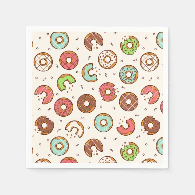 Retro Style Cute Colourful Doughnut Pattern Napkin (Front)