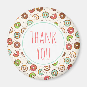 Retro Style Cute Colourful Doughnut Pattern Thank  Magnet