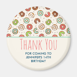 Retro Style Cute Colourful Doughnut Pattern Thank  Magnet