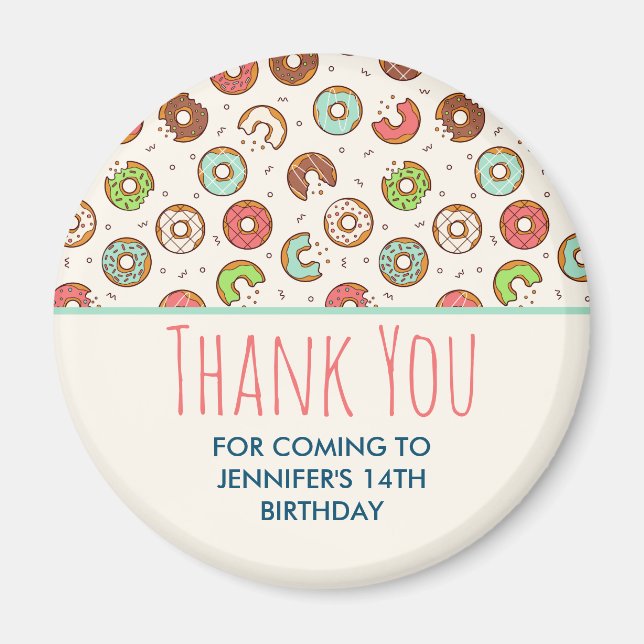 Retro Style Cute Colourful Doughnut Pattern Thank  Magnet (Front)